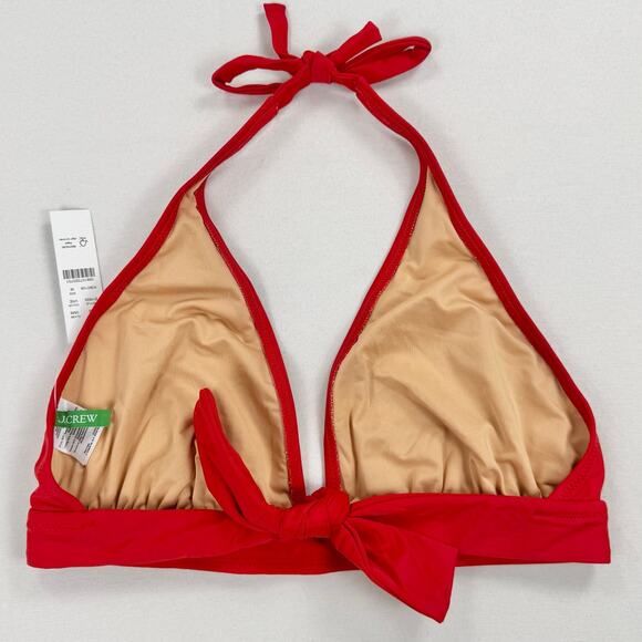 J Crew Women’s Halter Tie Neck Bikini Swim Top Medium Red BY633 - Picture 3 of 9